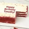 Zoomed in Image of Personalized Red Velvet Sheet Cake