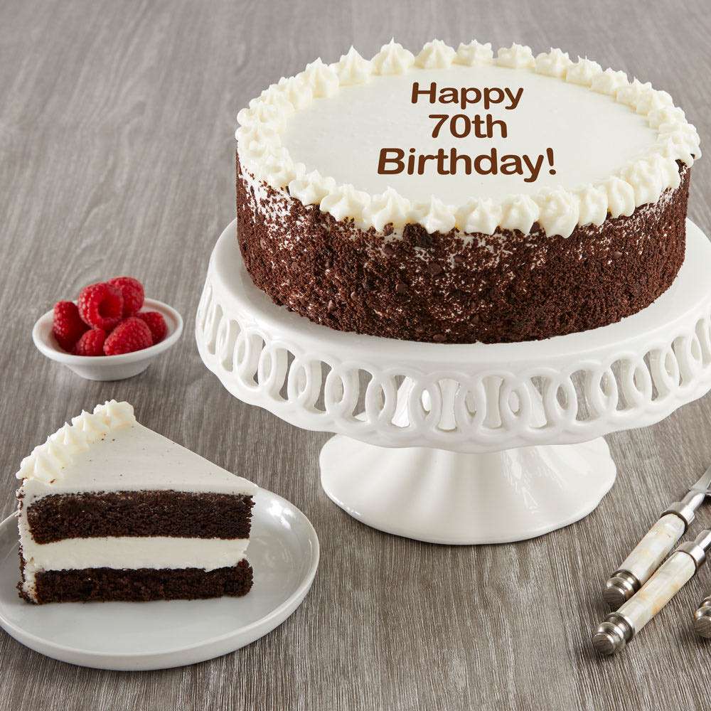 Image of Happy 70th Birthday Chocolate and Vanilla Cake