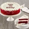 Wide View Image Happy 75th Birthday Red Velvet Cake